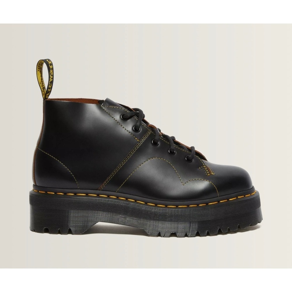 Dr. Martens Church Quad Black Leather Platform Monkey Boots US L9